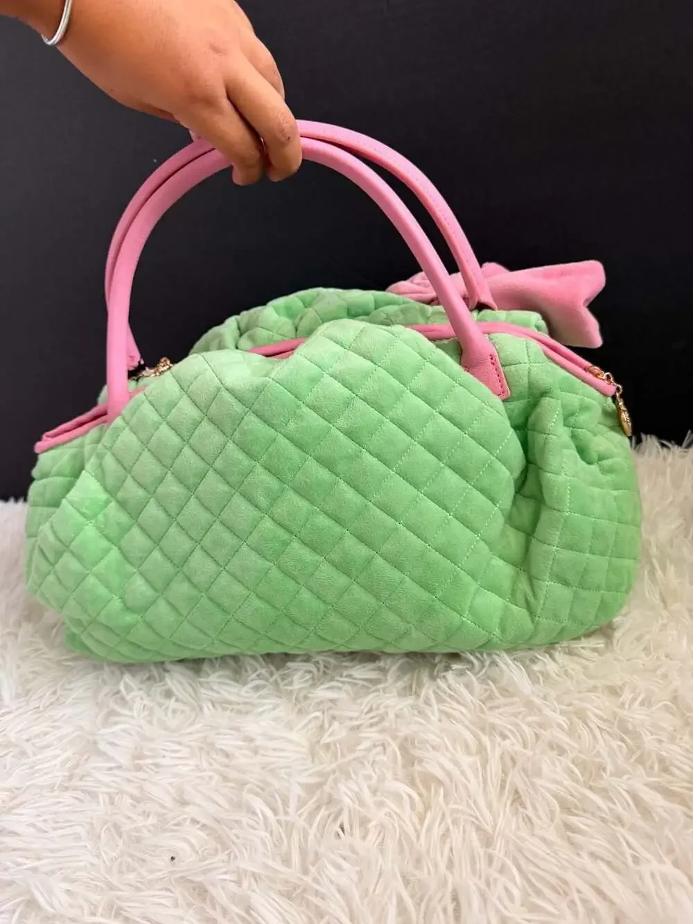 Juicy Couture Juicy Tale Bowler Satchel Bag Retro Green Pink